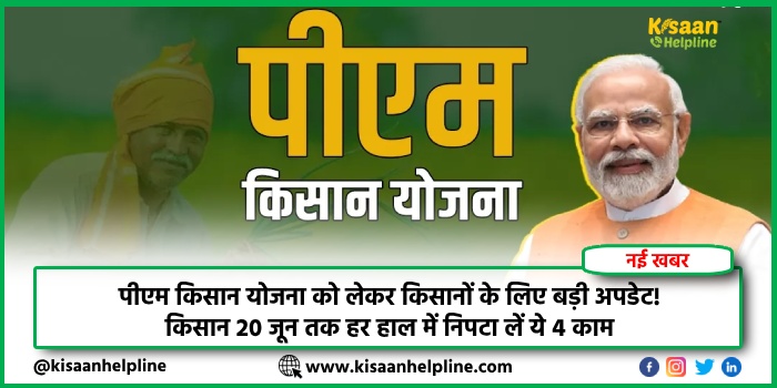 पीएम किसान योजना को लेकर किसानों के लिए बड़ी अपडेट! किसान 20 जून तक हर हाल में निपटा लें ये 4 काम