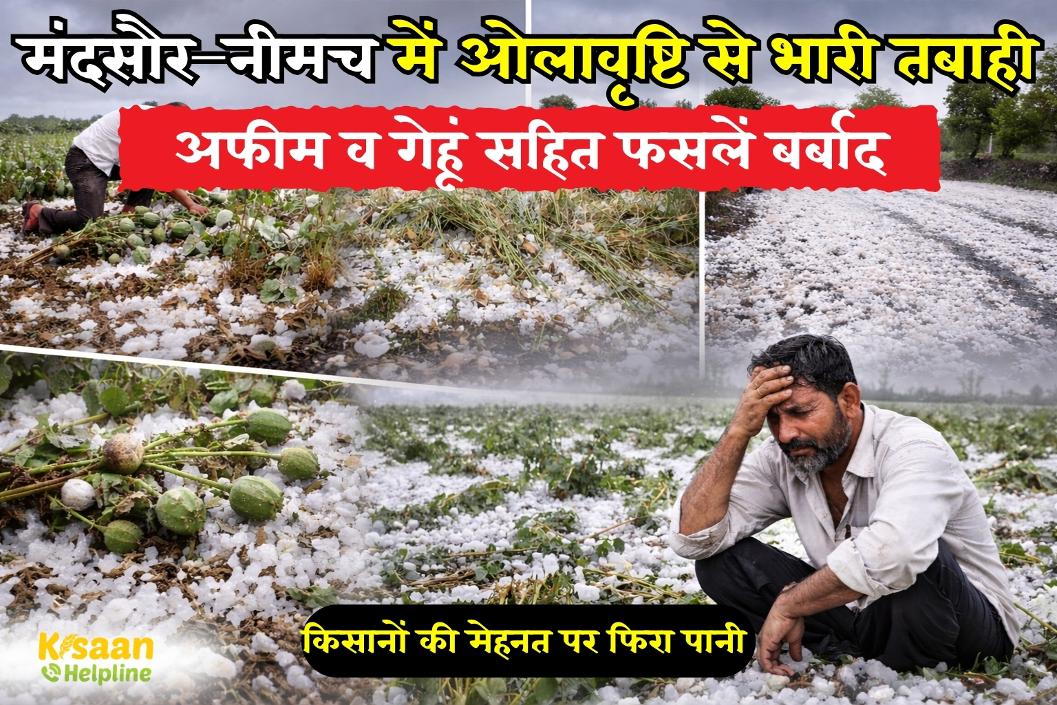 बदला मौसम का मिजाज: मंदसौर–नीमच में ओलावृष्टि से अफीम सहित सभी फसलों को भारी नुकसान