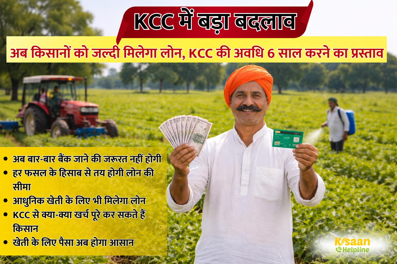 KCC में बड़ा बदलाव: अब किसानों को जल्दी मिलेगा लोन, KCC की अवधि 6 साल करने का प्रस्ताव