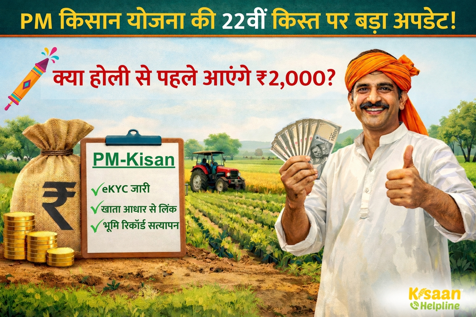 PM किसान योजना की 22वीं किस्त पर बड़ा अपडेट: क्या होली से पहले आएंगे ₹2,000?