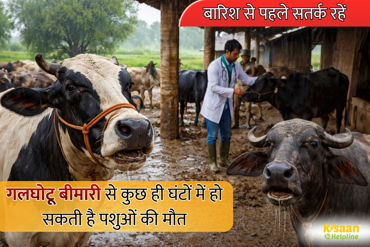 गलघोटू बीमारी से कुछ ही घंटों में हो सकती है पशुओं की मौत, समय पर टीकाकरण ही बचाव