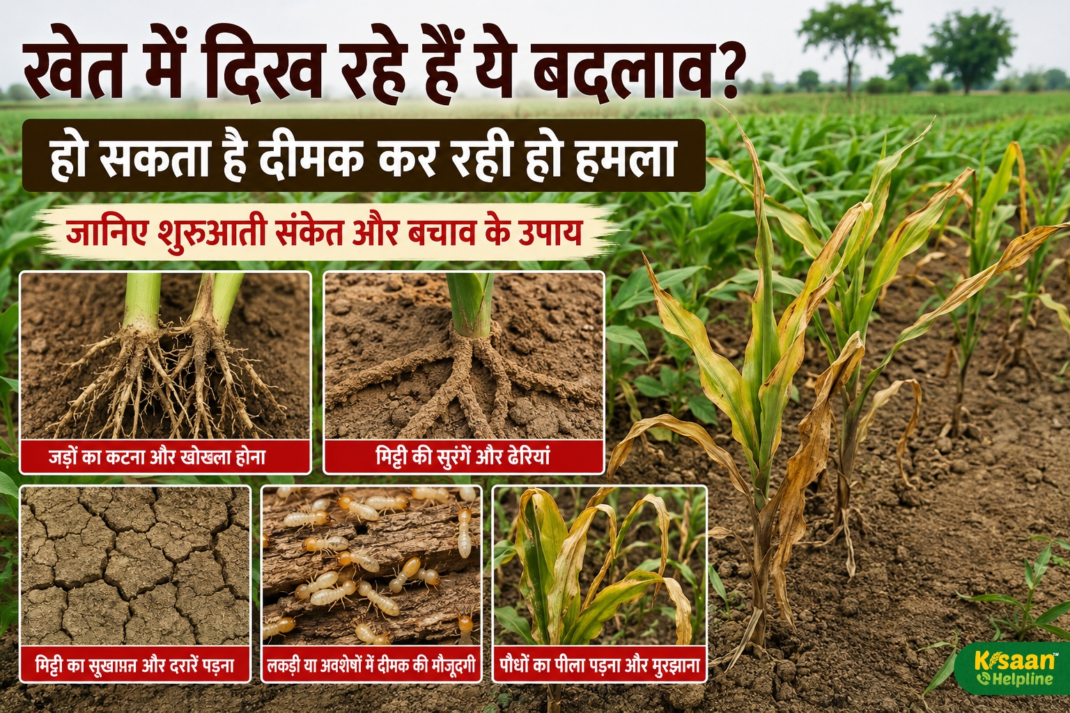 खेत में दिख रहे हैं ये बदलाव? हो सकता है दीमक कर रही हो फसल पर हमला