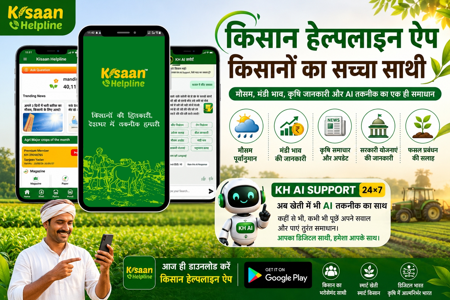किसान हेल्पलाइन ऐप बना किसानों का सच्चा साथी, अब मौसम से लेकर मंडी भाव और खेती की हर जानकारी मिलेगी एक ही प्लेटफॉर्म पर
