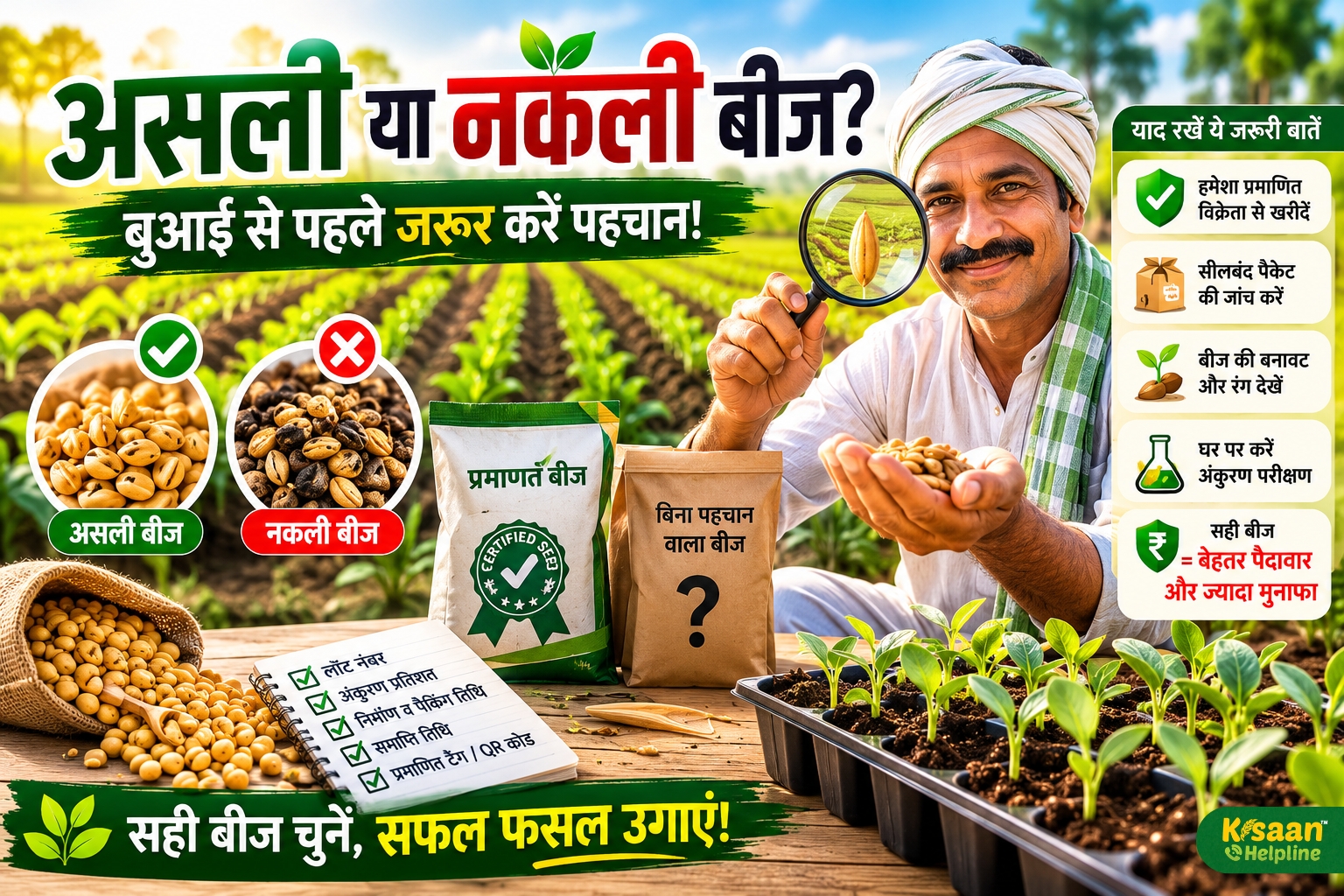 कहीं किसान भाई नकली बीज तो नहीं खरीद रहे? ऐसे करें असली बीज की पहचान